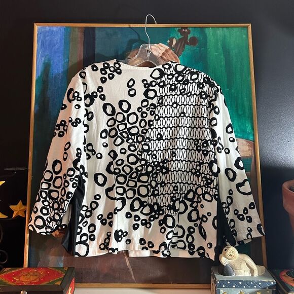 Joseph Ribkoff Black and White Circle Pattern Cardigan 14 - Picture 8 of 16
